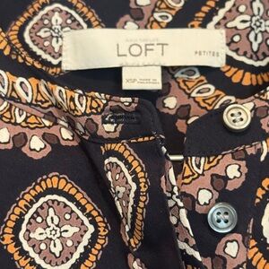 LOFT Geometric Long Sleeve Dress - Black and Orange